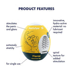 Masturbator Egg - Stroker For Male Masturbation, Portable Pleasure Sleeve, Super-Stretchy, No Lubricant Required, Disposable, Single-Use (Fierce)