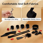 Bdsm Bondage Restraints Set - 7Pc Sm Kit With Adjustable Collar, Wrist & Ankle Cuffs, Tickle Blindfold & Door Swing For Couples, Bedroom Play, Sensual Games For Men And Women Sex Toys