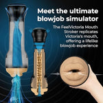 Powerblow Automatic Male Masturbator Incl Feel Victoria Mouth Sleeve - Interactive Blowjob Machine - Connect With Interactive Adult Content Via Feelme Ai - Intensity Control - Easy To Use