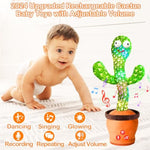 Rechargeable Dancing Talking Cactus Toy, Interactive Singing Mimicking Cactus Baby Toy, Baby Toys Gifts W/Exclusive English Songs For Babies, Stocking Stuffers For Kids, For Grandkids