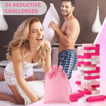 Pink Tower Game For Adults - 54Pcs Wood Block Set With 6Pcs Diy For Romantic Date Night Ideas And Couples Challenges - Perfect Valentine'S Day Gift For Her