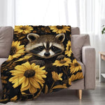 Raccoon Blanket Cute Raccoon Lover Floral Animal Throw Blankets Gifts For Girls Boys Kids Soft Cozy Fleece Plush For Couch Sofa Bed 50"X40"