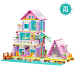 Girl Beach House Building Blocks Toys For Girls Age 8+, Seaside Villa Friends Building Set With Light, 791Pcs Mini Bricks