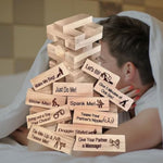 48Pcs Super Naughty Block Tower Couples Sexy Tumbling Game With Funny Word, Wooden Stacking Tower Wooden Blocks Couple Activities Date Night Ideas For Valentine Gift
