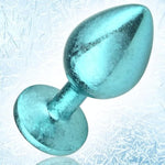 Metal Butt Plug Anal Plug With Ice Pattern And Jewel Base For Prostate Massage G-Spot Stimulation Adult Sex Toys For Men Women Couples Anal Training (1.3'')