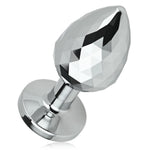 Metal Anal Plug With Rhomboid Surface And Jewel Base Smooth Butt Plug For Prostate Massage Anal Training Adult Sex Toys For Men Women Couples (L)