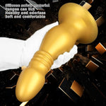 Super Thick Butt Plug Huge Anal Plug With Big Knot, Gold Silicone Soft Anal Beads Large Anal Dildo With Suction Cup, Anal Trainer Dilator Masturbator Adult Sex Toys For Women & Men (L)