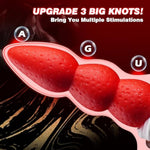 8" Strawberry Fantasy Knot Dildo With Strong Suction Cup, Silicone Animal Monster Dildo Cute Large Butt Plug With 3 Knots, Fantasy Anal Sex Toys For Women & Men