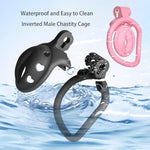 Chastity Cage With 4 Rings And Elasticated Anti-Slip Waistband With Large Urinal Design Cock Cage Inverted Chastity Device Sex Toys Penis Bondage For Men (Pink+Belt,Positive)
