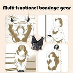 BDSM Leather Handcuffs for Couples – Adjustable Bondage Cuffs Wrist Restraints, PU Door Hanging Swing Straps for Bed or Wall Play, Fetish Bondage Gear SM Toys for Women Men Beginners
