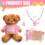 Big Sister Gift Set Big Sister Bear With Bracelet Necklace Jewelry Stuffed Animal Bear Toy Gift For Little Girls Christmas