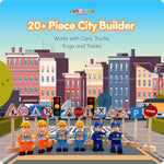 20-Piece Set Wooden Road Signs For Kids β Traffic Signs With Action Figures For Kids - Traffic Lights, Street Signs, Stop Sign, Toy People, Construction Workers, Community Helpers & Police Figures