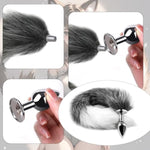 Sexy Fox Tails Plug Tail Butt Plugs with 3 Interchangeable Metal Analplugs for Cosplay and Role Play