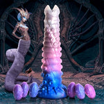 Tenta-Queen Ovipositor Silicone Dildo with Eggs for Men, Women, & Couples. Fantasy Dildo & Harness Compatible. Premium Silicone and Ovipositor Eggs. 1 Piece, Blue & Pink.