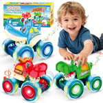 Monster Truck Toys, Light Up Monster Trucks For Boys Age 4-7, Toy Cars For Toddlers 1-3 With Shark Bull Crocodile Truck, Musical Press And Go Cars Kids Toys Gifts For Birthday Christmas