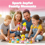 Toy Family People Figures Playset – Dollhouse Figurine Set With Wizard Guests For Imaginative Doll House Play - Features Parents, Kids, Pets & Two Wizards | Pretend Play Storytelling Toy For Kids