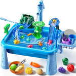 Water Table Play Sink Toy For Kids 2 3 4 5 6 Years Old - Outdoor Kitchen With Running Water, Fishing Games, Toddler Water Play Table For Kids Ages 3-8, Beach Outdoor Toys, Summer Gifts