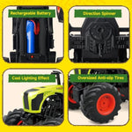 Remote Control Monster Truck Tractor Toy, 1:16 Scale Big Monster Trucks Toys For Kids 3-5-7, 2.4 Ghz Rc Car Toy Tractors Set With Light & Sound, Farm Vehicle Toys For 3 4 6 7 8 Year Old Boys Girls