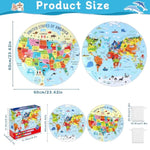 2 Sets World Puzzle United States Map Puzzle With Poster World And Us Geography Jumbo Round Floor Puzzles Jigsaw For Kids Ages 3-5 Educational Learning Toys Puzzles Christmas Birthday Gift 70 Pieces
