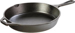 10.25 Inch Cast Iron Pre-Seasoned Skillet – Signature Teardrop Handle - Use in the Oven, on the Stove, on the Grill, or Over a Campfire, Black
