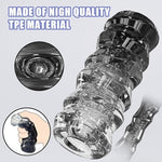 3D Realistic Pocket Stroker, Stretchable Inner Sleeve, Transparent Black