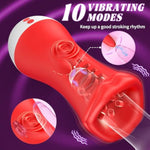 Male Masturbator Sex Toys For Men, 4-In-1 Male Sex Toy 5" Deep Realistic Blowjob Pump & 10 Vibration &Tongue Licking Modes & Penis Training Rose Vibrator Stroker, Adult Toys For Men & Couples