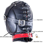 Leather Bondage Gimp Mask Hood, Black Full Face Blindfold Breathable Restraint Head Hood, Sex Toys, For Unisex Adults Couples, Bdsm/Lgbt Cosplay Restraint Training Toy Fetish Mask
