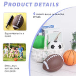 4-Pack Sports Balls For Toddlers & Kids, Playground Balls With Pump, 5-Inch Soccer Ball, Basketball, Kickballs, Stockings For Grandkids, Toys For 2+ Boy Indoor/Outdoor Play