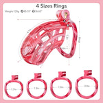 Male Chastity Device Cock Cage - Large Plastic Chastity Cage For Man Penis Exercise 3D Printed Pink Bondage Gear & Accessories Lightweight Adult Sex Toy With 4 Sizes Rings Invisible Lock And Key