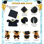 Graduation Dress Up Set For Teddy Bear Plush Toy - Graduation Outfit For Stuffed Animals, Cute Set Of Gown & Cap With Yellow Tassel For Teddy Bear Costume, Stuffed Animal Clothes - Small