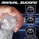 Manual Sucking Extrusion Male Masturbators, Portable Transparent Pocket Pussy Stroker With Vagina Textured Blowjob Machine Sex Toys Penis Tpe Masturbation Sleeve For Men