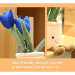Blue Tulip Plush Toy - 13.7" Cute Flower Pillow & Stuffed Animal, Plant Plush For Nature Room Decor