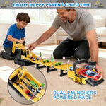 Toys For 3 Year Old Boys,Excavator Toys For Kids With 6 Metal Racing Cars And 2 Engineering Vehicle,Foldable Ejection Vehicle With Lights & Sound For 3 4 5 6 7 Years Old Gifts