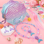 Purse For Little Girls Dress Up Jewelry Set, Kids Mermaid Hair Accessories Mermaid Toys Sticker