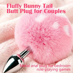 Furry Bunny Tail Plug Metal Anal Plug Tail Buttplug for Couples Beginners