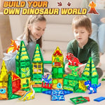 Magnetic Tiles Dinosaur Toys For Kids 3-5 4-8 Magnet Building Blocks Toddler Toy - Dino World Magnetic Toys Stem Creative Games Christmas Birthday Gifts For 3? Years Old Boys Girls