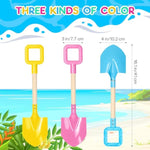 3Pcs Long Beach Shovels 16" Metal Kids Beach Spades Sand Shovels Toys With Wood Handle For Digging Shoveling Snow Sandbox Toys Set For Kids & Adults