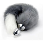 Butt Plug Fox Tail Cosplay Anal Plug Anal Butt Plug Adult Sex Toys For Beginner Women Men Couple (18" Gray)