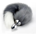 Gray Tail Anal Plug Sexual Set, Sex Toy Of Butt Plug With Tail For Cosplay (Wolf Tail, Small)