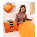 15" Stuffed Fruit Travel Blanket And Pillow Set,3 In 1 Plush Stuffed Hugging Pillow With Warming Hands Pillow Blanket For Kids Gift Travel Airplane Train Bed Office Nap (Pink - Strawberry)