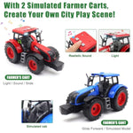 Large Flatbed Semi Truck, 25.6’’ Large Farm Truck Toy With 2 Tractors, Friction Powered Farm Transport Truck Tractor Toy With Light & Sound, Farm Toys Birthday Gift For Kids Aged 3-8