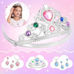 Princess Dress Up Shoes Set Girls Role Play Shoes Toddler Pretend Jewelry Toys Set Gift Set 2 Pairs Of Shoes Kit Collection Of Tiara Crown Earrings Necklace Rings For Girls Aged 3-6 Years Old