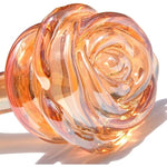 Glass Anal Plug Butt Plug Prostate Massager With Long Neck Rose Round Base And Gradual Head Fetish Bum Plug Anal Dilator Masturbation Sex Toy For Women Men, 5.35 X 1.37 Inch Golden