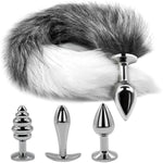Sexy Fox Tail Plug Tail Anal Butt Plug With 3 Interchangeable Metal Anal Plug Cosplay Butt Plug Tail Plug Sex Toys Cute Role Play Fox Tail Anal Plug Tails For Women Man Beginners Anal Trainer