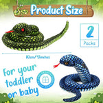 2 Pcs Green Blue Snake Stuffed Animal, 43 Inch Long Lifelike Cobra Stuffed Plush Toy Snake Plushie Gifts For Kids Children Birthday Home Prank Prop Party Decor