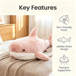 24 Inch Pink Shark Plush Toy for Kids, Soft Snuggle Gift for Playroom or Decor