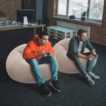 Inflatable Bean Bag Chairs Outdoor Blow Up Camping Chairs Inflatable Lazy Sofa Folding Portable Bean Bag Loungers Couch For Movie Night(Coffee,2 Pcs)