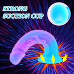 14 * 1.3 Inch Double Ended Fantasy Small Dildo With Suction Cup, 2 * 7 Inch Silicone Realistic Double Sided Head Dildos For Beginners, Thin Slim G-Spot Anal Dildo Pink Blue Adult Sex Toy For Women Men