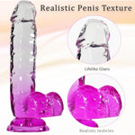 Realistic Dildo, 8.6 Inch Clear-Pink Gradient Dildo With Strong Suction Cup For Hands-Free, Soft G-Spot Dildos Adult Sex Toys For Vagina Anal Stimulation