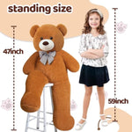 Giant Teddy Bear 47" Stuffed Animals Plush Toy, 4 Feet Cute Life Size Big Soft Bear For Boy Girl Birthday Valentine Mother'S Day, 5Lbs, 120Cm, Dark Brown